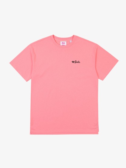 바비 백로고 오버핏 티셔츠_핑크